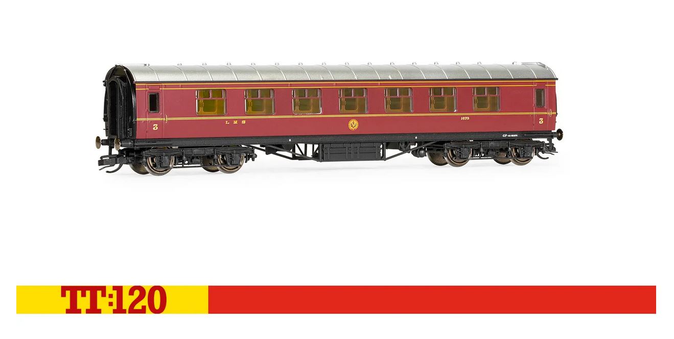 Hornby TT4008A LMS 57' Corridor Third 1573 Era 3 1:120 Spur TT Neu