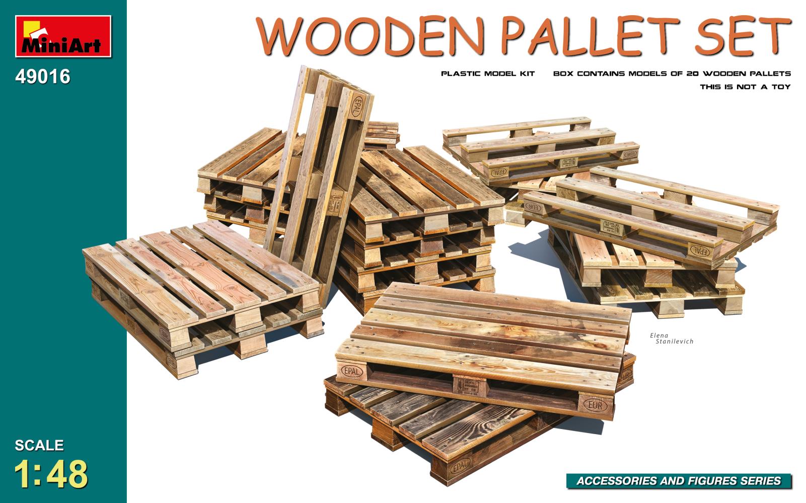 MiniArt 49016 Holzpaletten Set (20) 1:48 Modellbausatz Neu OVP