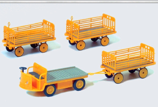 Preiser 17120 Elektrokarre mit 3 Anhängern DB, Ep.IV, 1:87, H0