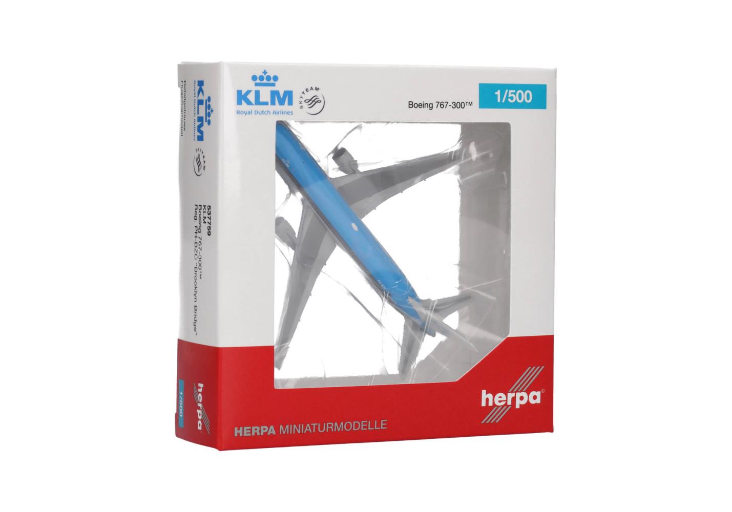 Herpa 537759 KLM Boeing 767-300 PH-BZC Brooklyn Bridge 1:500
