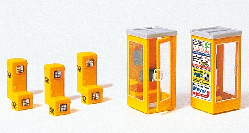 Preiser 17213 Briefkästen + Telefonzellen 1:87 Spur H0 Bausatz Neu