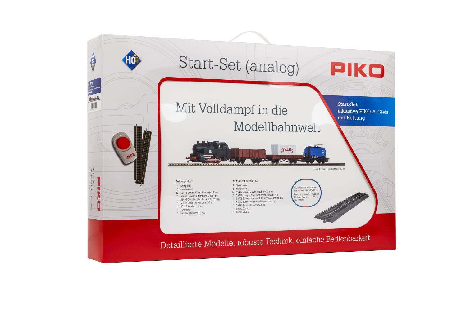 Piko 57113 Start-Set mit Bettung Güterzug 1:87 Spur H0 DC NEU